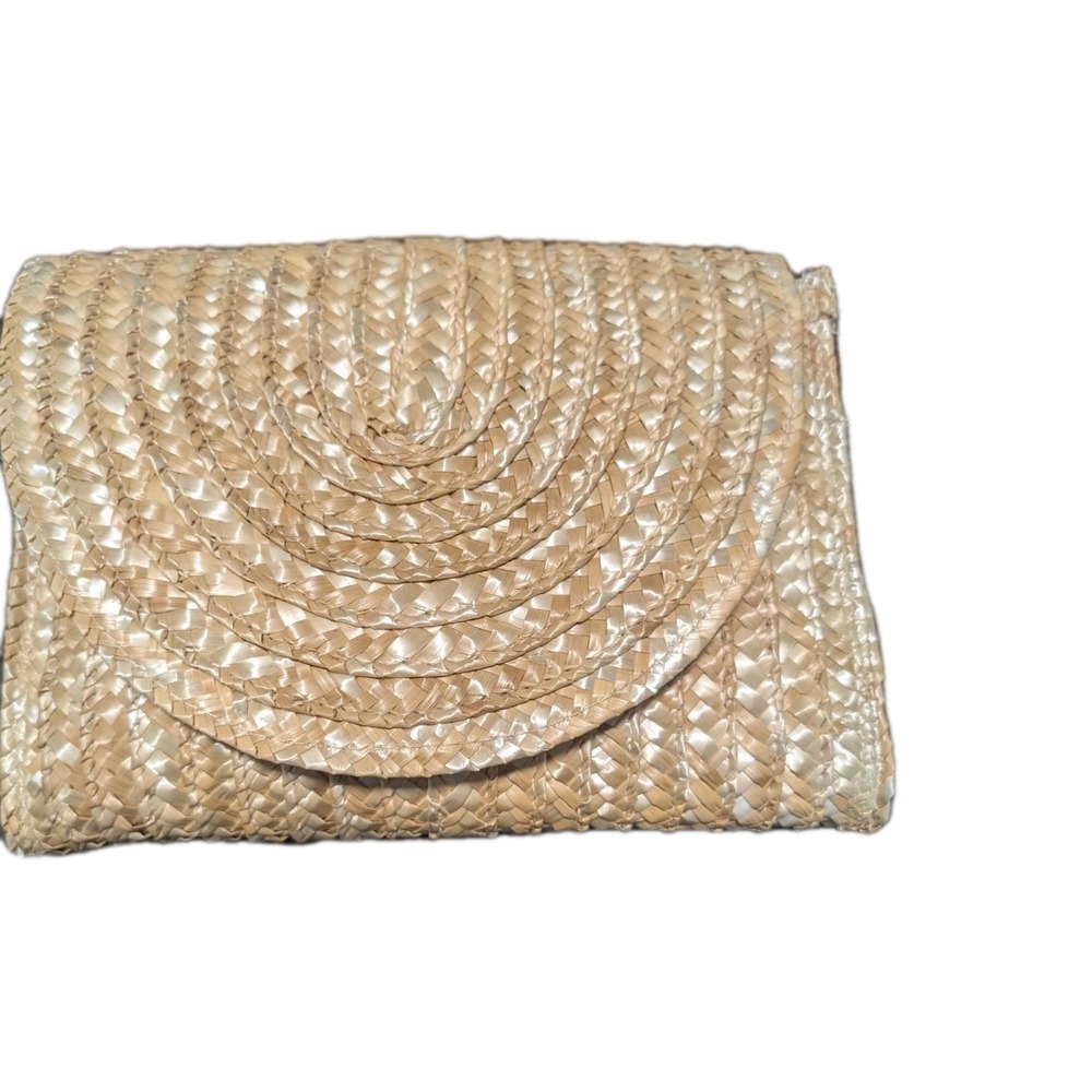 EWC Raffia Wicker Tan Envelope Clutch Purse NWOT 9" X  8"